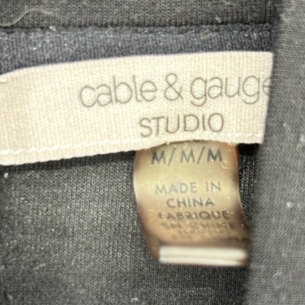 Athleisure Cable & Gauge Studio Zip Up Hoodie Size M Black Scuba Minimalist Soft - Picture 3 of 8